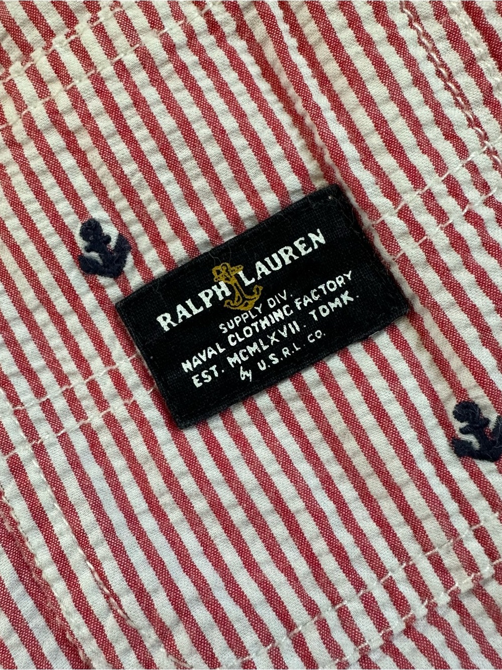 Ralph Lauren Baby seersucker nautical shorts overalls, size 18mo - Picture 5 of 6